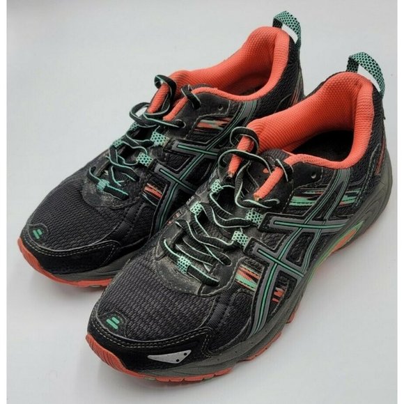 Asics Gel Venture 5 Black Coral Trail Running Walking Shoes Womens Size 7 - Picture 1 of 11